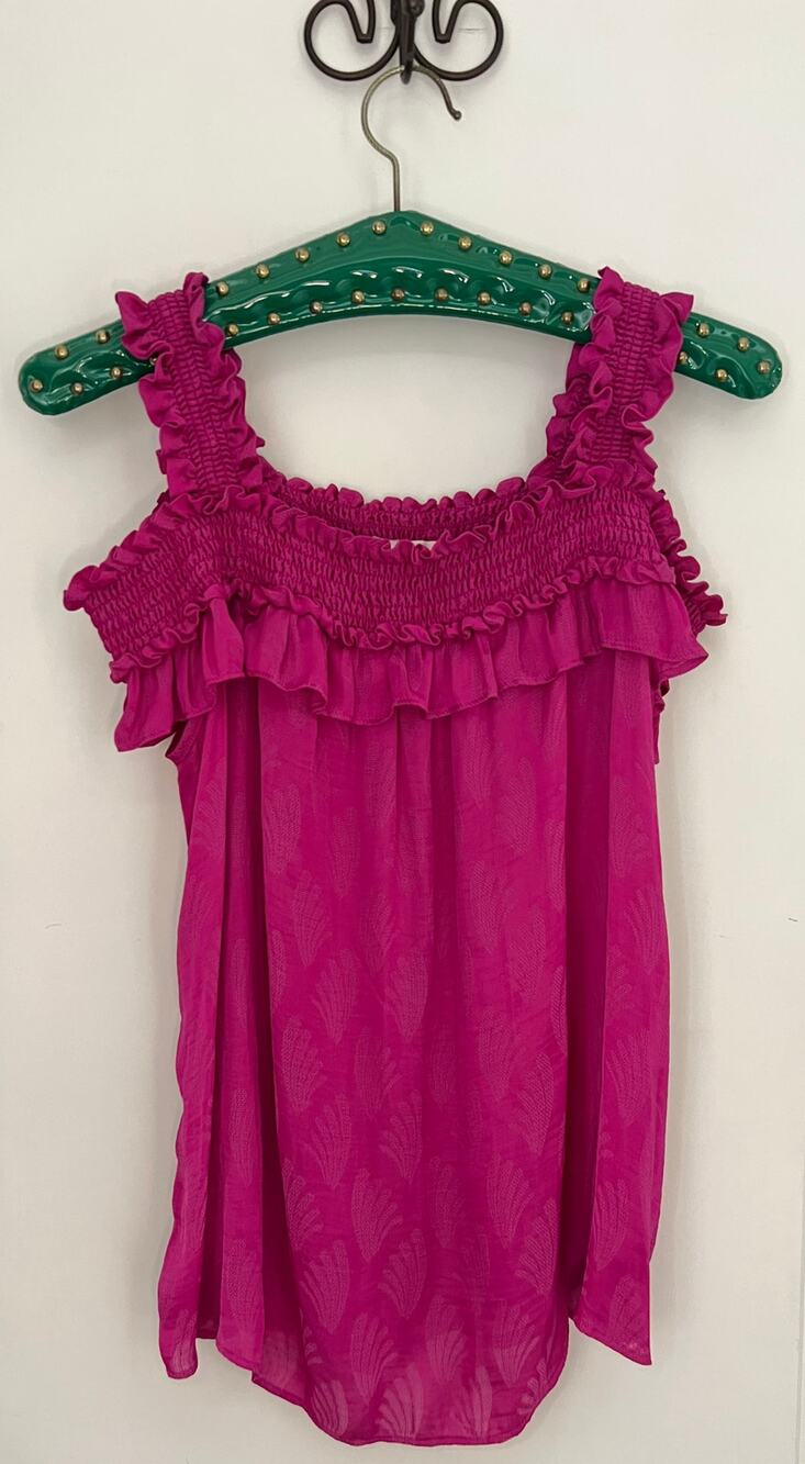 Anthropologie Ruffle Cold Shoulder Top sz S